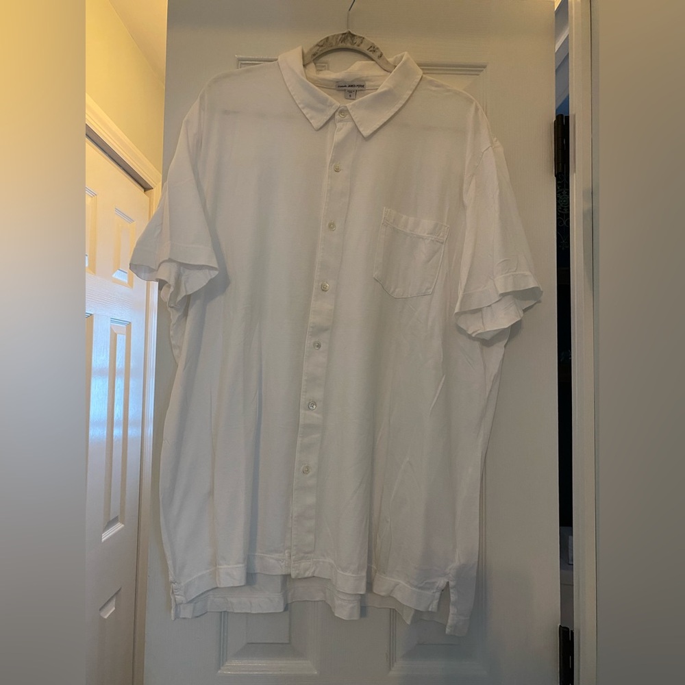 James Perse Size 5 (xxl) White Casual Button Down Shirt Cotton Coastal Vacation